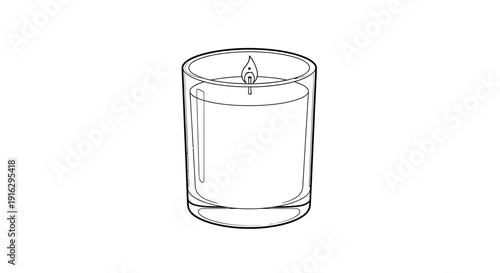 Hand-drawn illustration of a lit candle in a glass jar, creating a warm and cozy atmosphere.