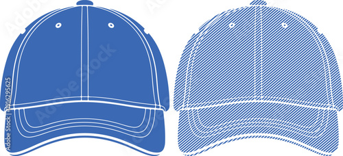 Line set baseball cap design isolated on transparent background silhouette
