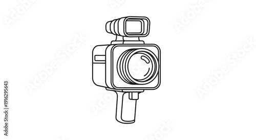 Vintage Film Camera Icon, Retro Movie Camera, Old Camcorder, Cinematography Symbol