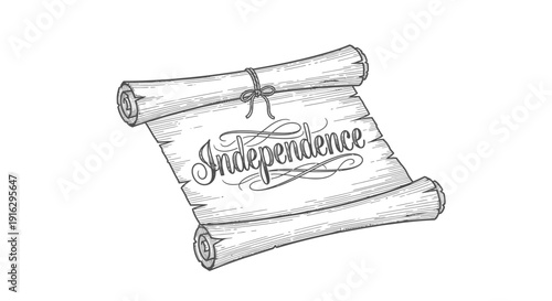 Vintage Independence Declaration Scroll with Calligraphy Text