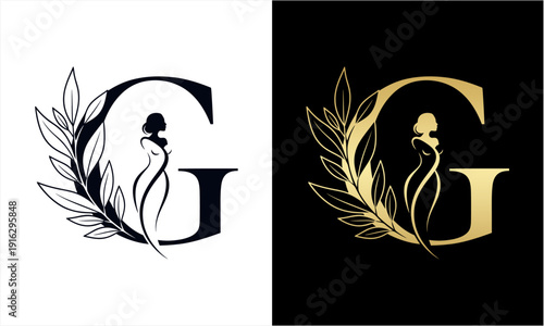 Elegant Letter G Logo with Floral and Feminine Silhouette Design.