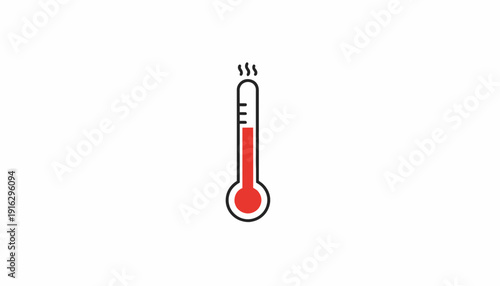 Thermometer Icon Showing High Temperature, Heat Wave, Hot Weather Concept