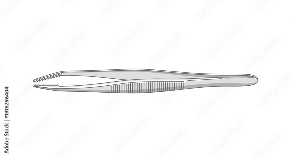 Fototapeta premium Surgical Forceps Tweezer Medical Instrument Isolated on White Background