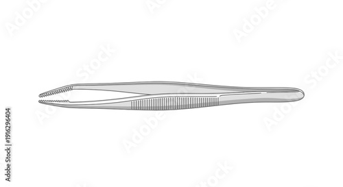 Surgical Forceps Tweezer Medical Instrument Isolated on White Background