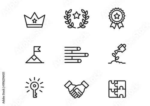 Set of vector icons representing creativity, design, and project management