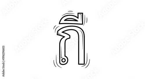 Thai Alphabet Character 'Gor Gai' Hand Drawn Sketch