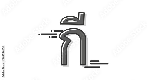 Thai Alphabet Character 'Gor Gai' with Motion Effect - Speed and Movement