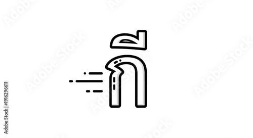 Thai Alphabet Character 'Gor Gai' with Speed Lines Icon