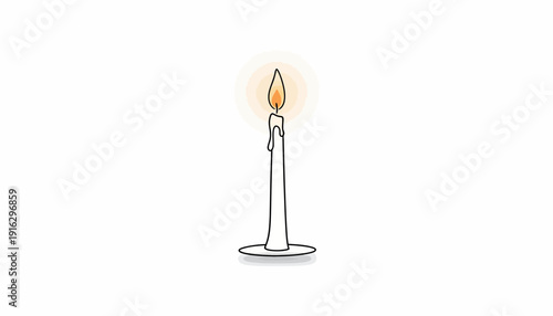 Single lit candle with a warm glow on a white background, representing hope and solitude.