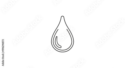 Single Water Drop Icon, Clean Liquid Symbol, Simple Vector Illustration