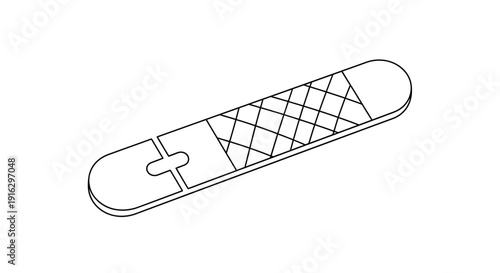 Snowboard Outline Icon, Winter Sport Equipment, Vector Graphic