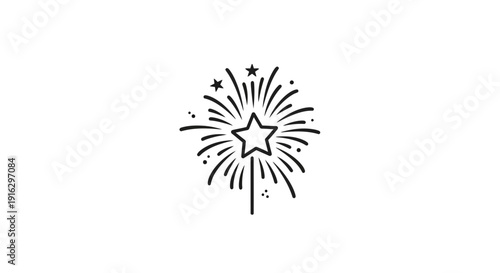 Sparkler Firework Starburst Icon, Celebration, Party, Festive, Abstract Graphic