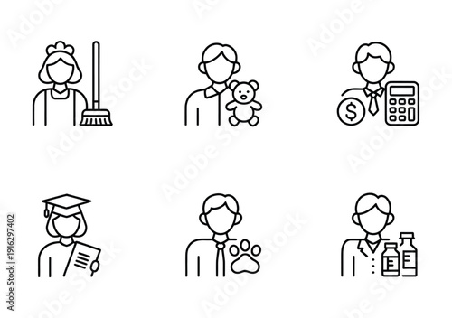 Collection of vector icons representing business and lifestyle concepts