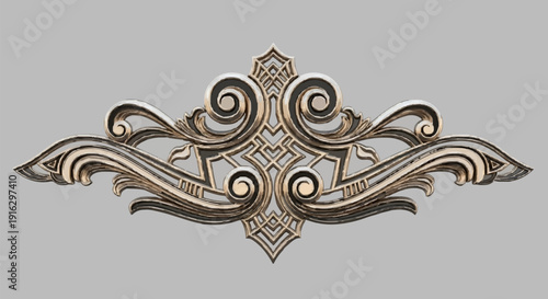 Ornate Metallic Design with Swirling Patterns.