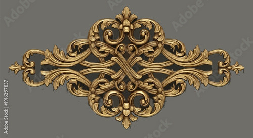 Ornate Gold Metallic Decorative Design Element.