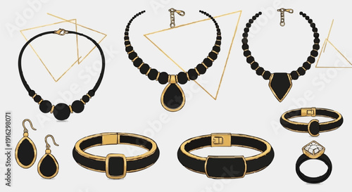 Black Jewelry with Gold Accents Collection.
