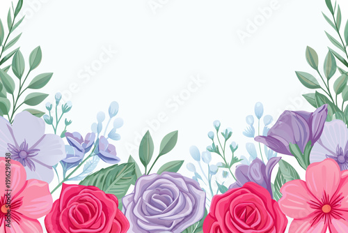 Floral arrangement with roses lilies and lush green foliage