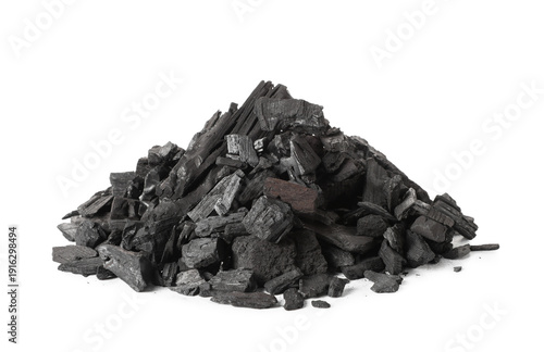Heap of coal isolated on wh...
