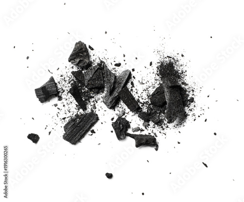 Crushed coal pile isolated ...