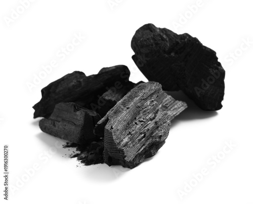 Pieces of coal isolated on ...