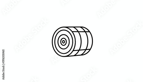 Simple Line Drawing of a Hay Bale Icon