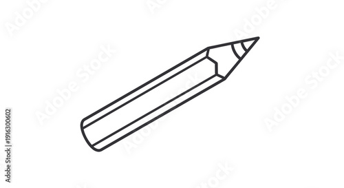 Simple Line Drawing of a Sharpened Pencil on White Background