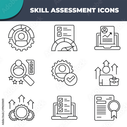 Skill Assessment Icons Professional Set for Business Growth