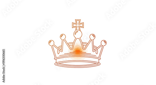 Royal Crown Icon with Glowing Center, Symbol of Power and Royalty