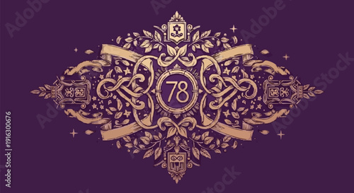 Ornate Golden Decorative Design with Number 78.