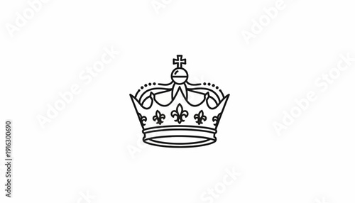 Royal Crown Emblem, Heraldic Symbol of Power and Royalty, Elegant Line Art