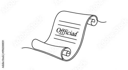 Scroll Document with "Offficiad" Text - Vintage Official Paper Roll
