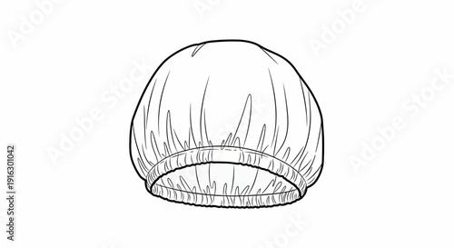 Shower Cap Line Art Icon - Simple Vector Illustration of Headwear for Bathing