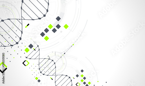 Abstraction on a scientific medical theme. Creative image of a DNA molecule with art elements.