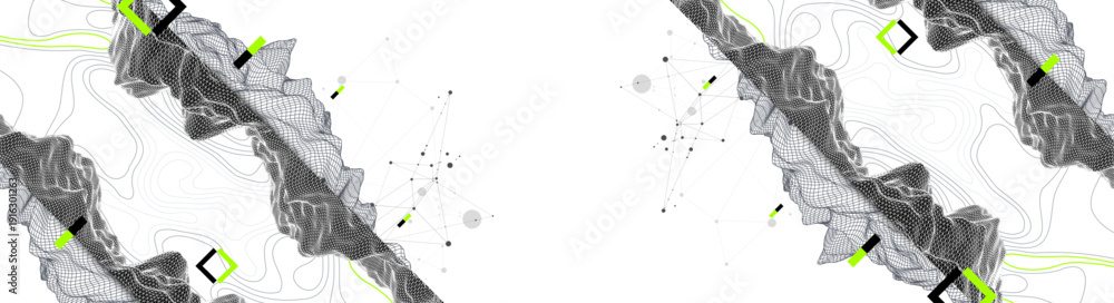 Fototapeta premium Abstract art wireframe background. Modern science or technology art elements. Surface illustration.