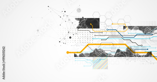 Abstract technology concept. Circuit board, high computer color background. Vector illustration.