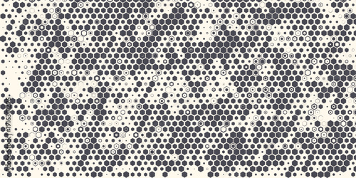 Hexagon Shapes Vector Abstract Geometric Technology Retrowave Sci-Fi Texture Isolated on Light Background. Halftone Hex Retro Simple Pattern. Eps10