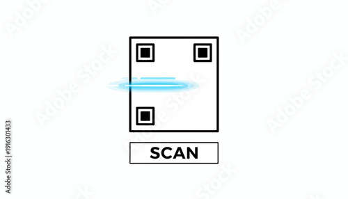 QR Code Scan with Blue Light Effect - Technology and Data Concept