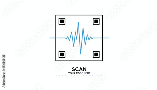 QR Code with Sound Wave Graphic - Scan Your Code Here Concept