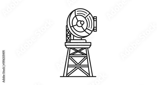 Radar Dish Antenna on Tower, Communication Technology, Navigation System