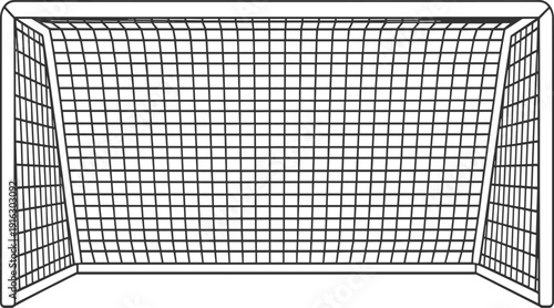 Soccer goal net vector illustration, football gate frame with mesh for sports and tournament concept