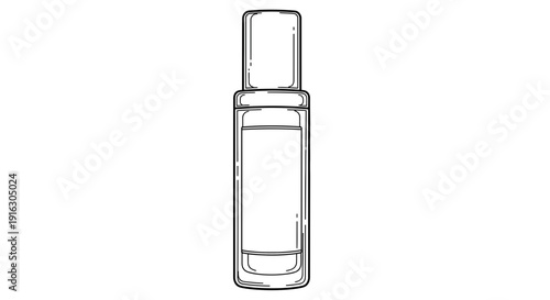 Minimalist perfume bottle sketch, elegant cosmetic container, beauty product illustration