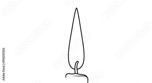 Minimalist single candle flame burning, simple line art, symbol of hope, light, and warmth