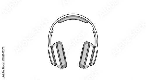Modern Wireless Headphones, Minimalist Line Art, Audio Device, Music Listening Icon