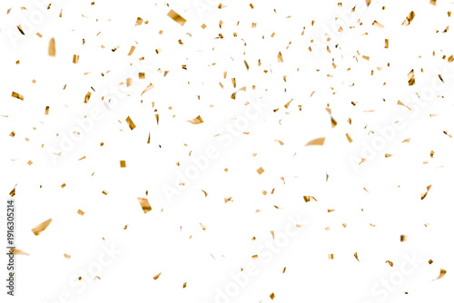 Canvastavla Gold confetti falling isolated on transparent background, party celebration