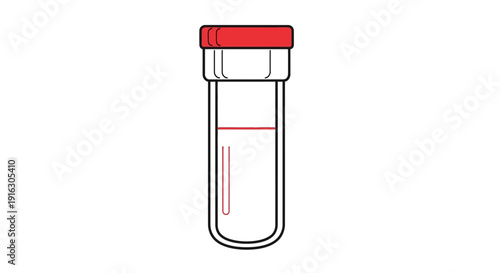 Medical Test Tube with Red Cap and Liquid Sample - Laboratory Research Icon