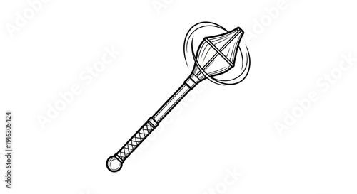 Medieval Mace Weapon Icon, Hand Drawn Sketch Style