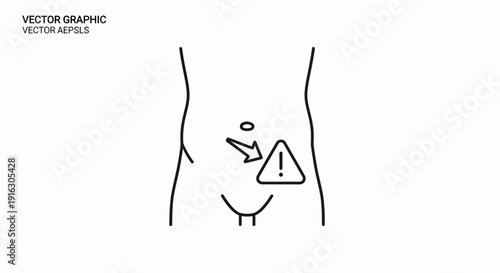 Medical Warning Icon: Abdominal Pain, Inflammation, or Danger Symbol