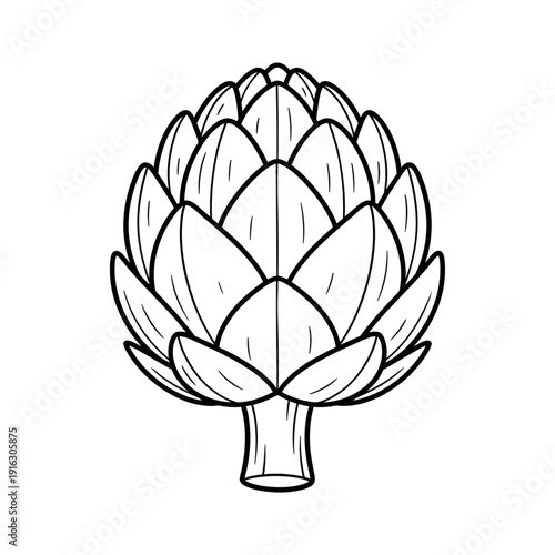 Artichoke Vegetable Line Art Illustration – Hand-Drawn Floral Thistle Outline for Coloring Pages
