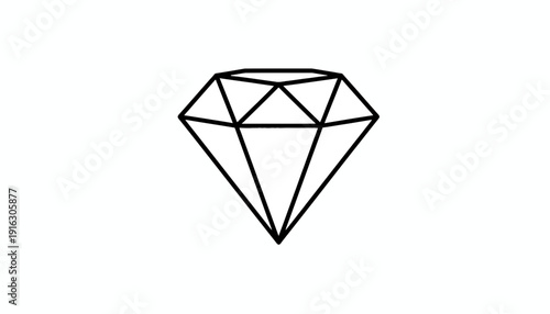 Minimalist Diamond Icon, Geometric Gemstone Outline, Luxury Symbol, Precious Stone Vector