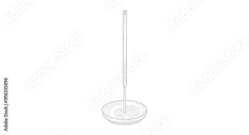 Minimalist Floor Lamp with Circular Base, Modern Design, Line Art Illustration